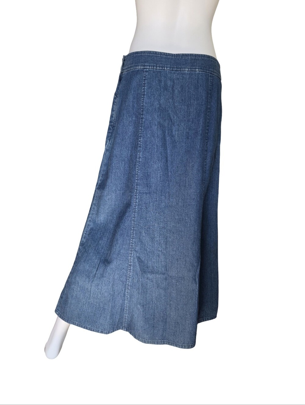 Vintage Pendleton Midi Skirt Blue Denim Pockets Modest Cotton Womens Size 10 - Picture 2 of 6